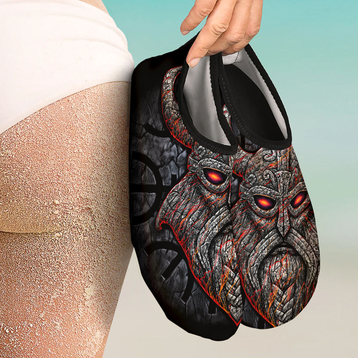 God Odin Ancient Viking Norse Print Water Shoes-grizzshop