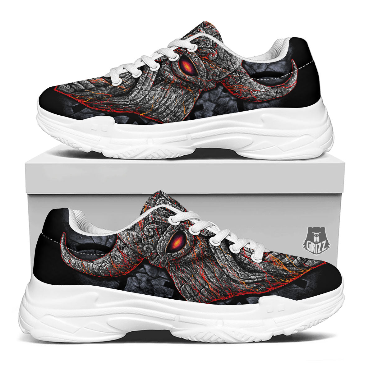 God Odin Ancient Viking Norse Print White Chunky Shoes-grizzshop