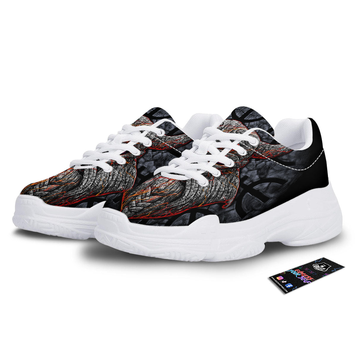 God Odin Ancient Viking Norse Print White Chunky Shoes-grizzshop