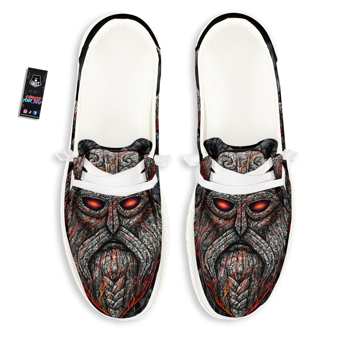 God Odin Ancient Viking Norse Print White Loafers-grizzshop