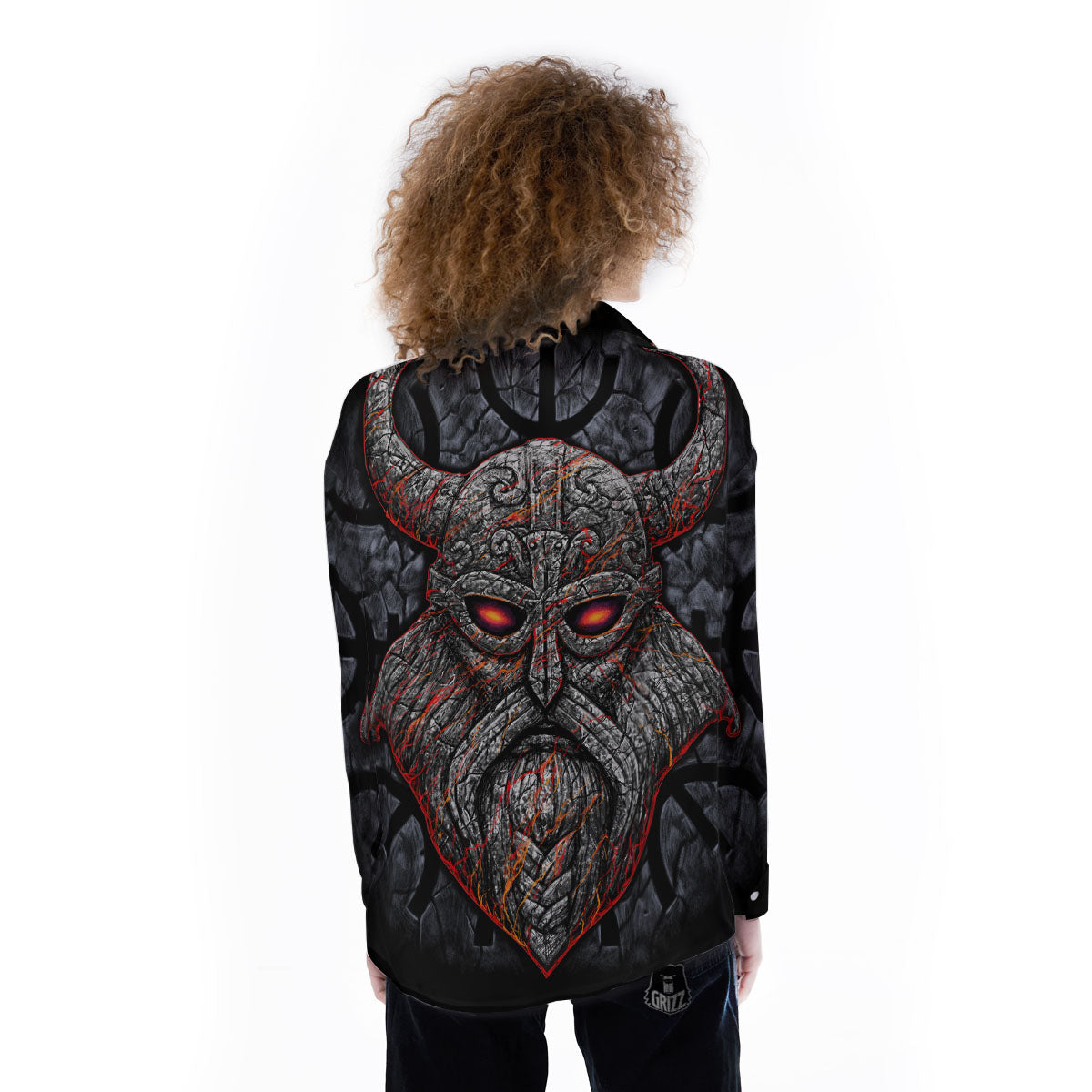God Odin Ancient Viking Norse Print Women's Long Sleeve Shirts-grizzshop