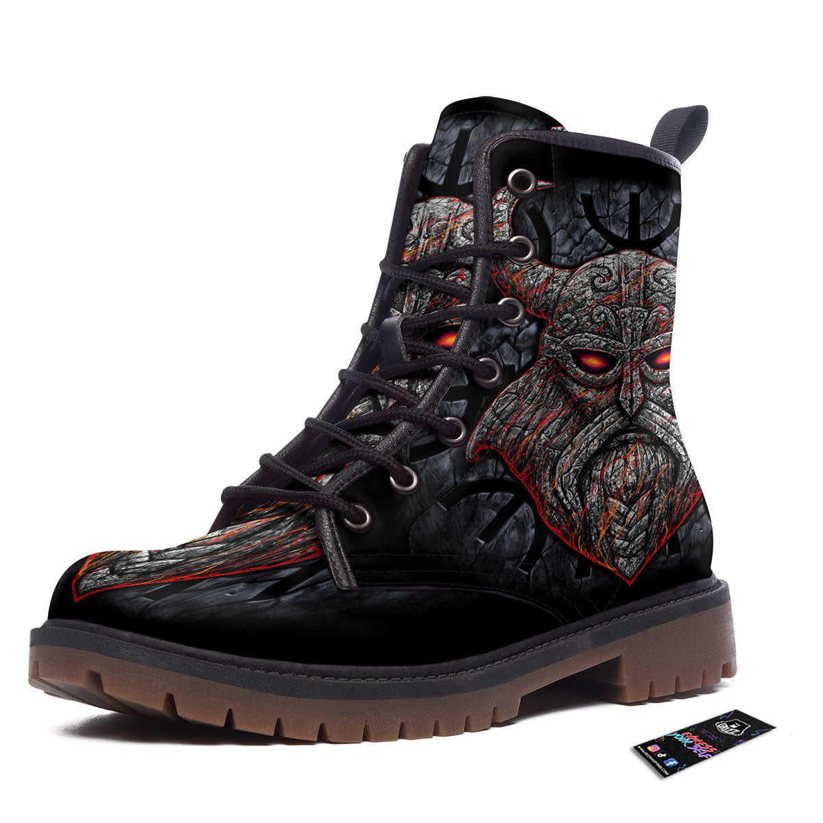 God Odin Ancient Viking Norse Print Work Boots-grizzshop