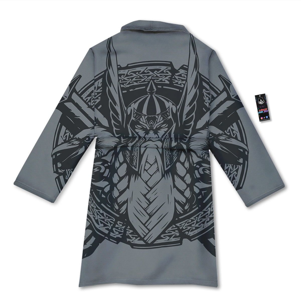 God Odin Grey Color Print Bathrobe-grizzshop