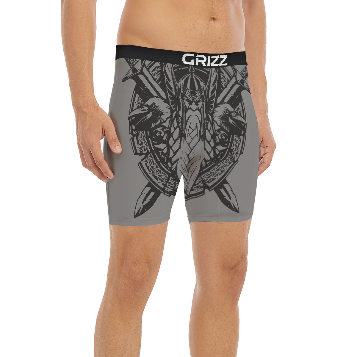 God Odin Grey Color Print Boxer Briefs-grizzshop