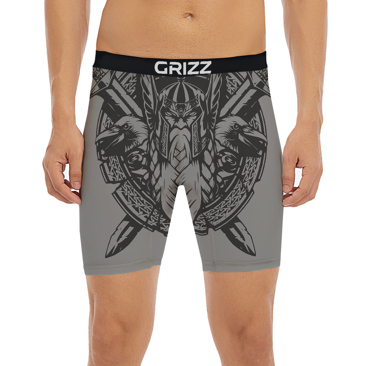 God Odin Grey Color Print Boxer Briefs-grizzshop