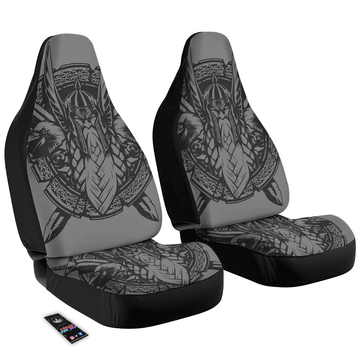 God Odin Grey Color Print Car Seat Covers-grizzshop