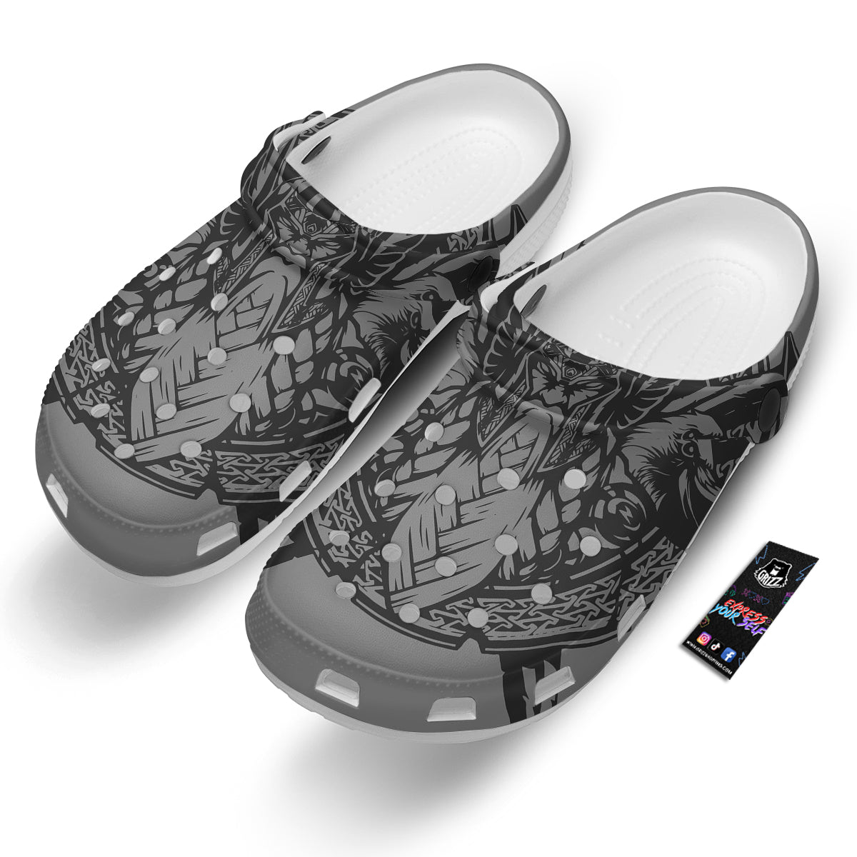God Odin Grey Color Print Clog-grizzshop