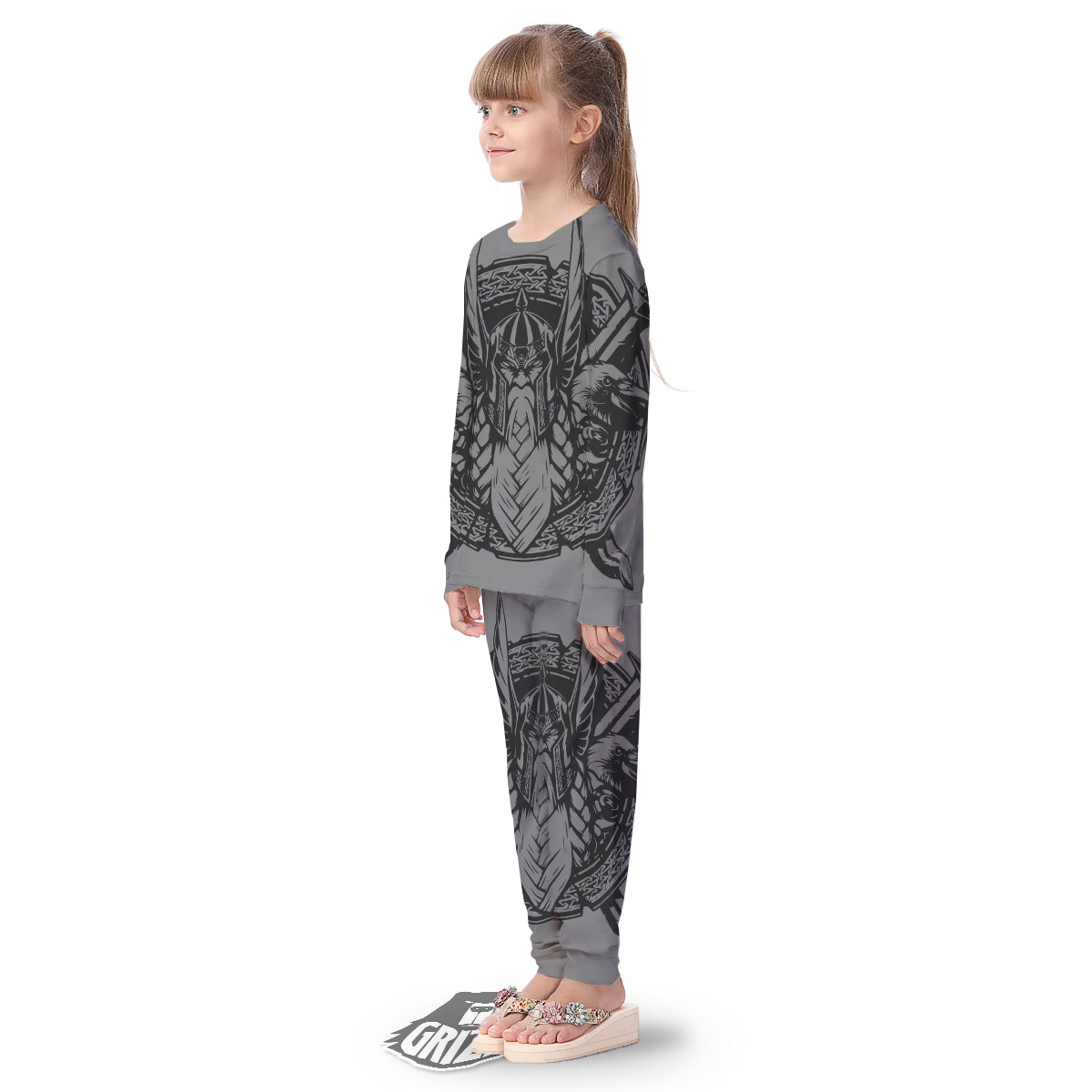 God Odin Grey Color Print Kid's Pajamas-grizzshop