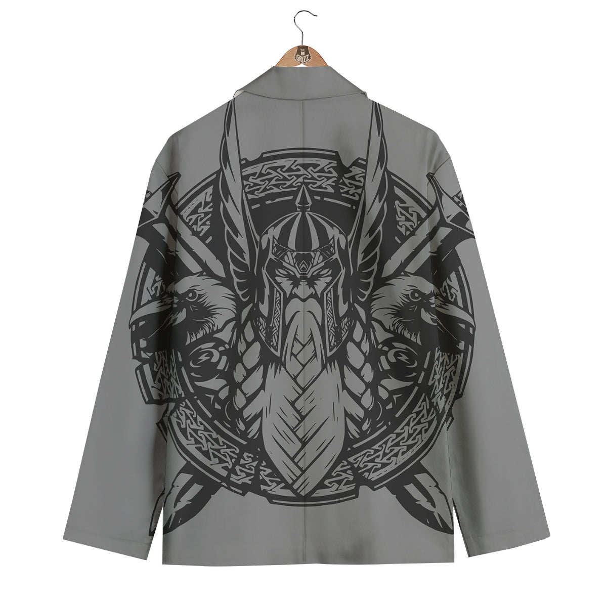 God Odin Grey Color Print Men's Blazer-grizzshop