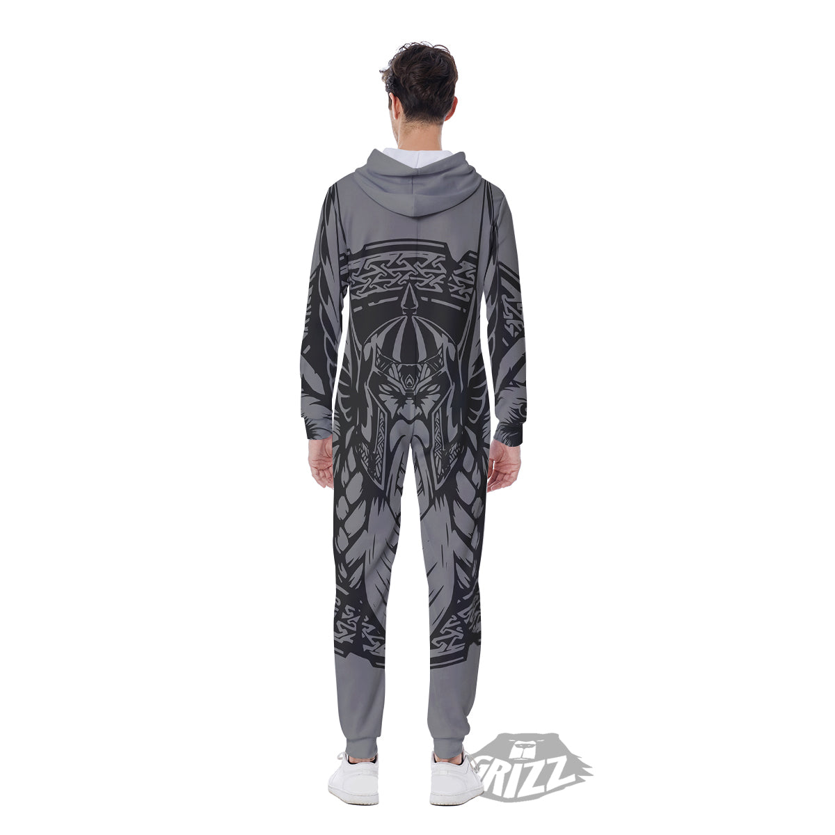 God Odin Grey Color Print Men's Jumpsuit-grizzshop