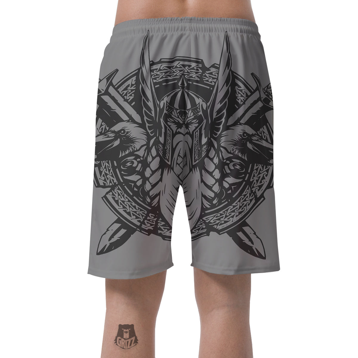 God Odin Grey Color Print Men's Shorts-grizzshop