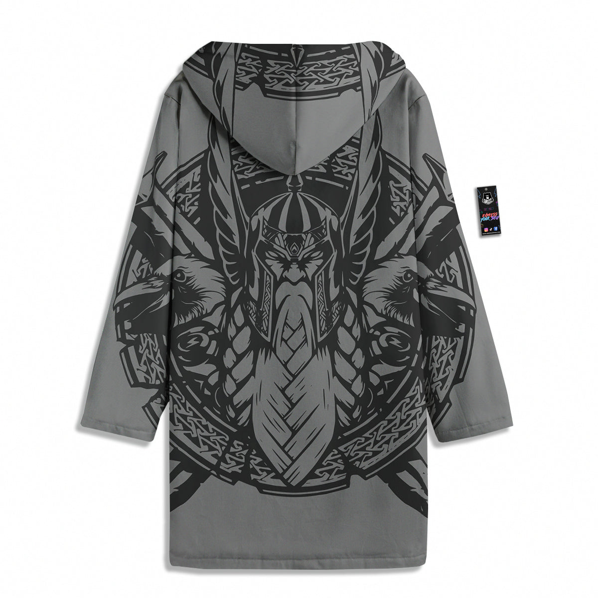 God Odin Grey Color Print Men's Windbreaker Jacket-grizzshop