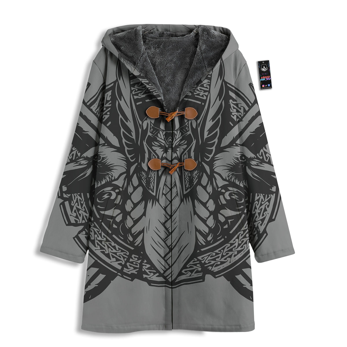 God Odin Grey Color Print Men's Windbreaker Jacket-grizzshop