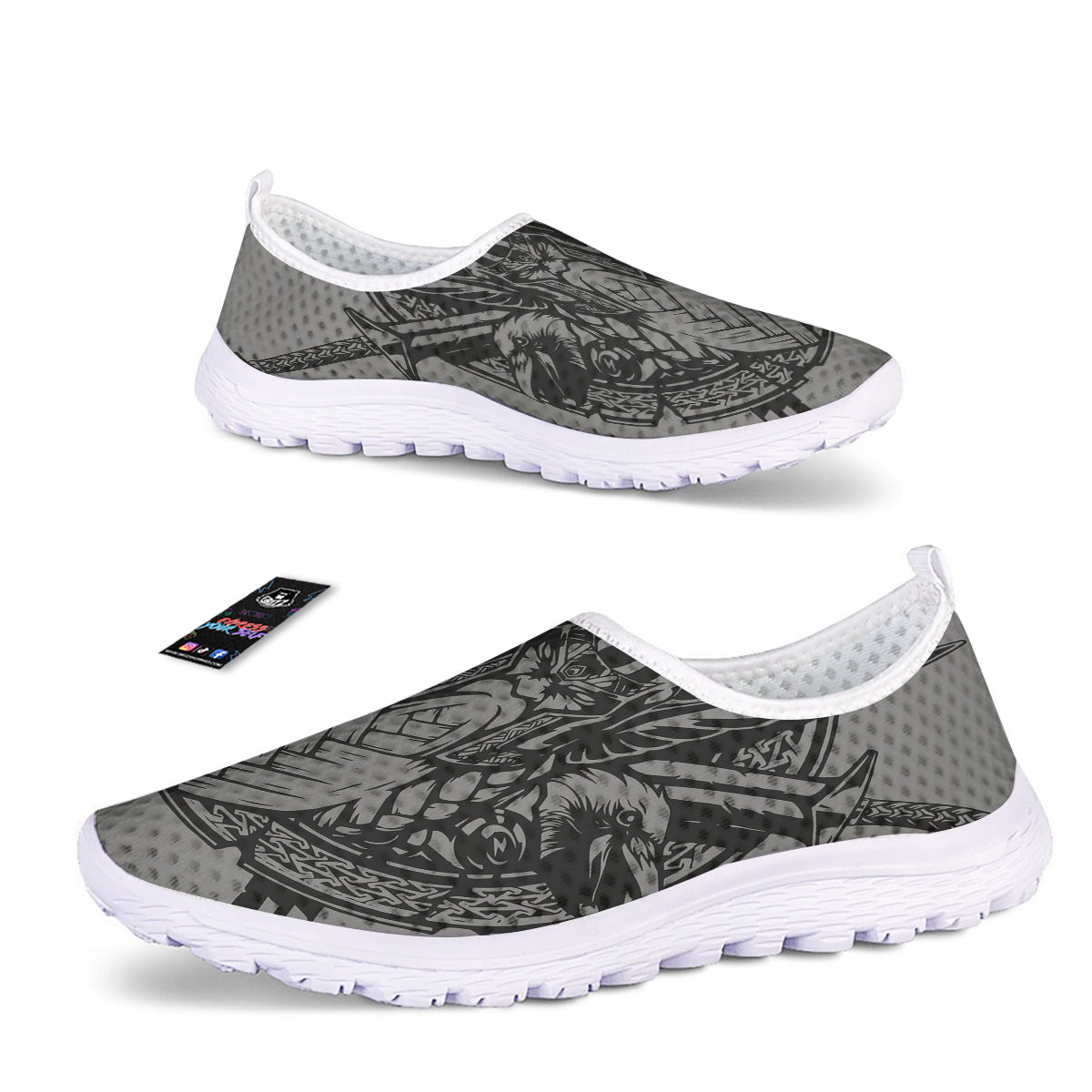 God Odin Grey Color Print Nurse Shoes-grizzshop