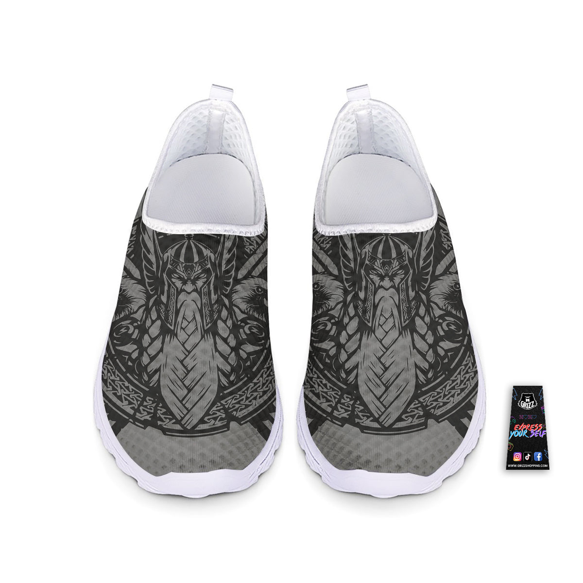 God Odin Grey Color Print Nurse Shoes-grizzshop