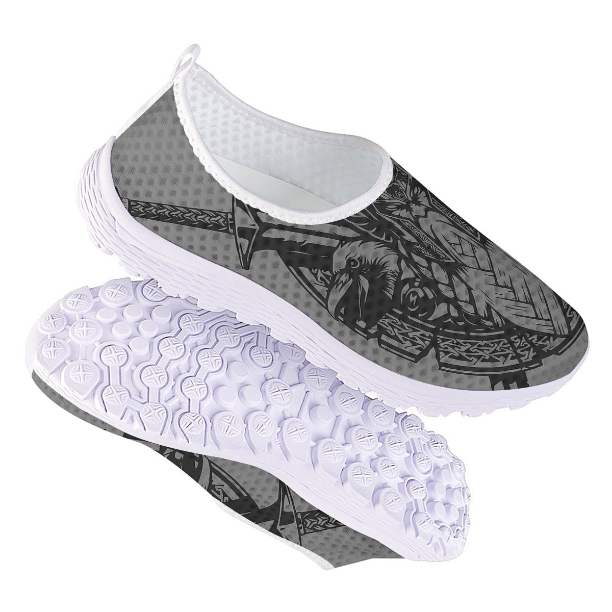 God Odin Grey Color Print Nurse Shoes-grizzshop
