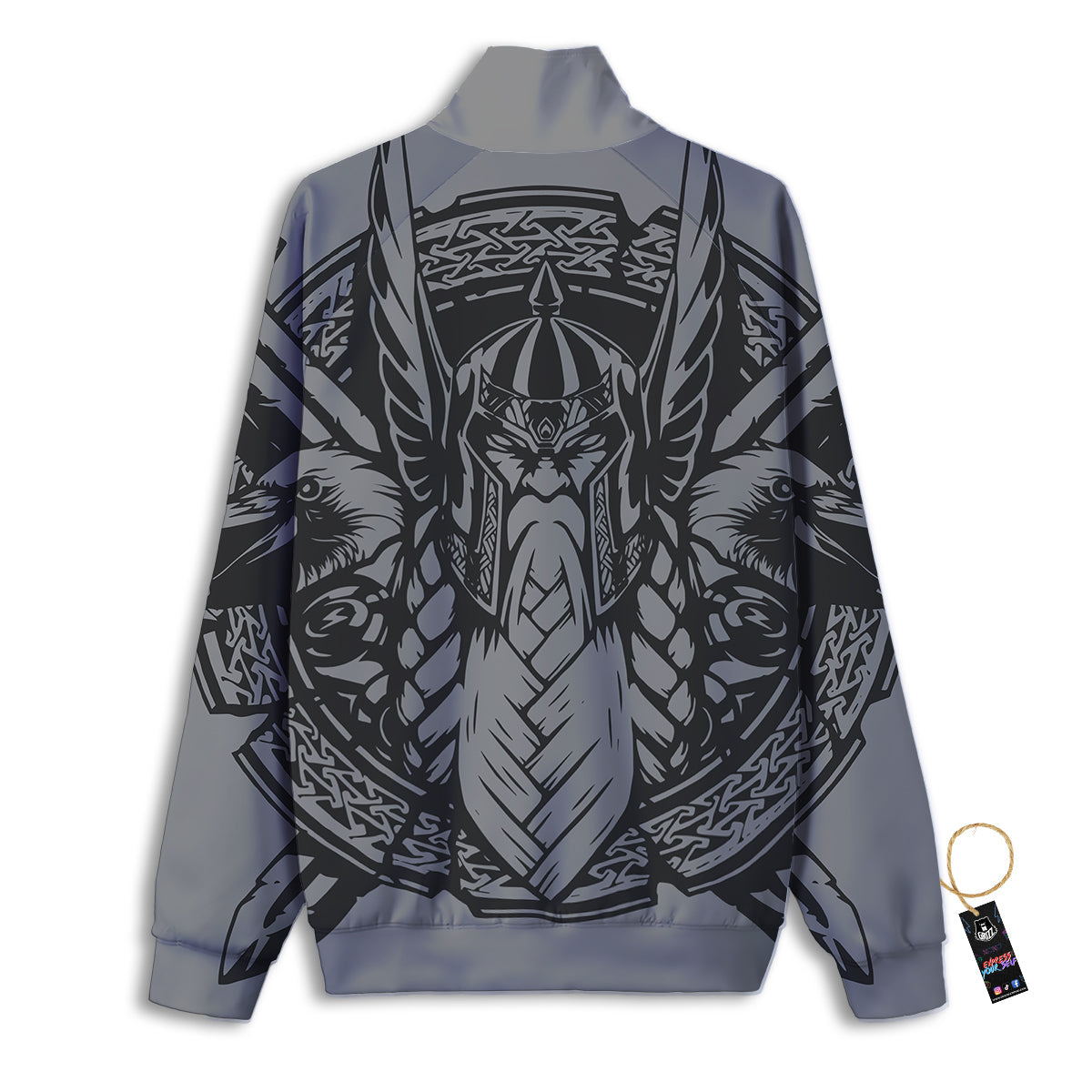 God Odin Grey Color Print Track Jacket-grizzshop