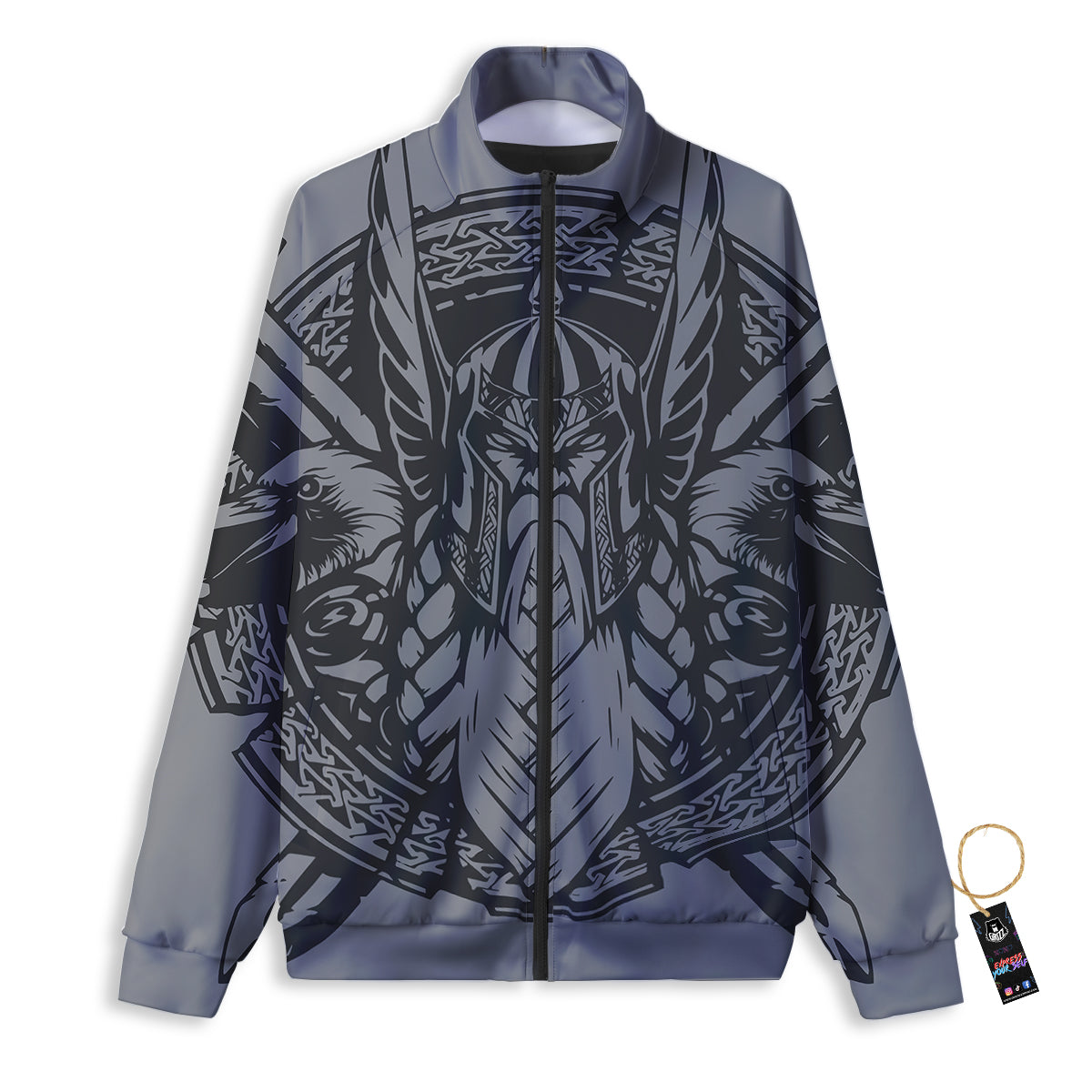 God Odin Grey Color Print Track Jacket-grizzshop