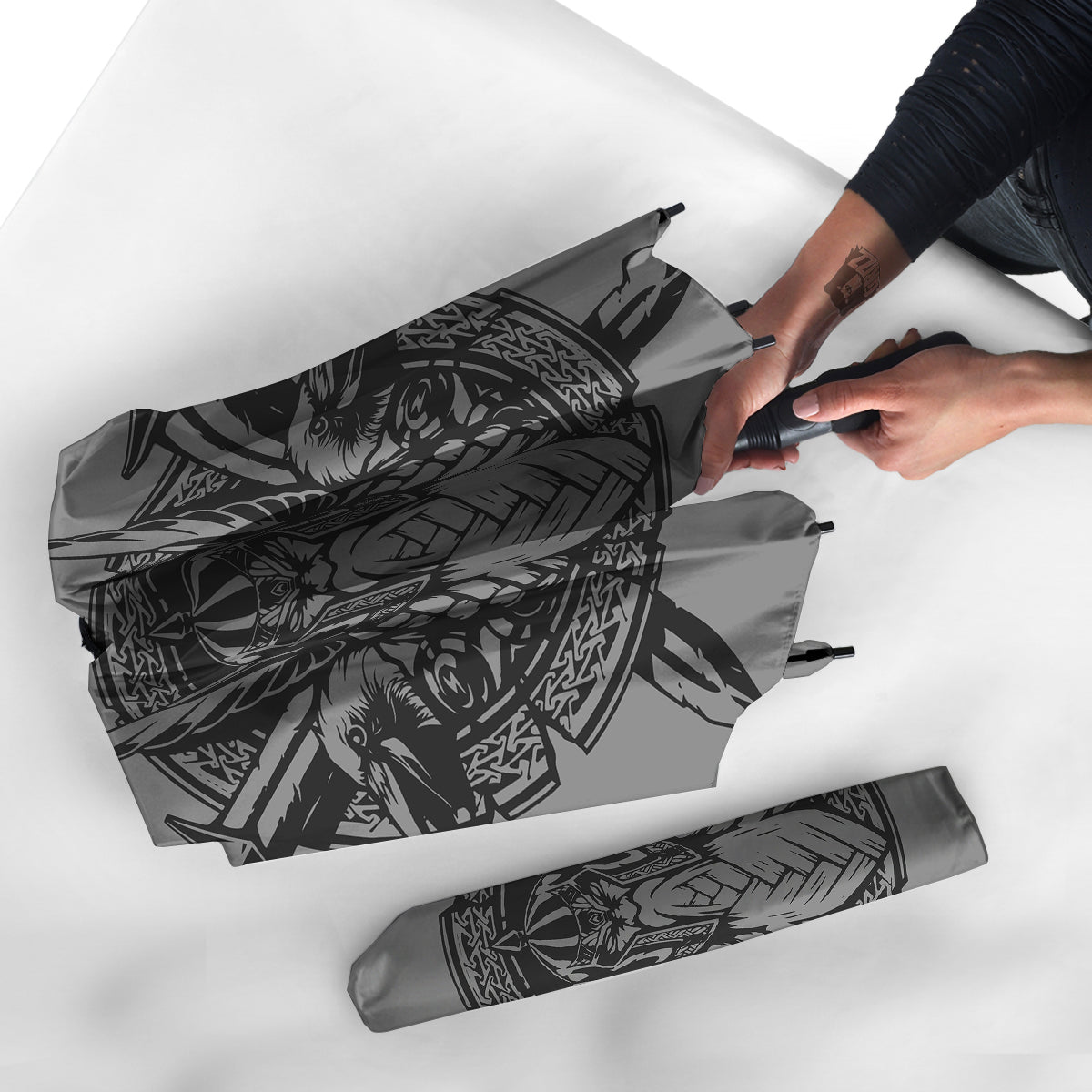God Odin Grey Color Print Umbrella-grizzshop