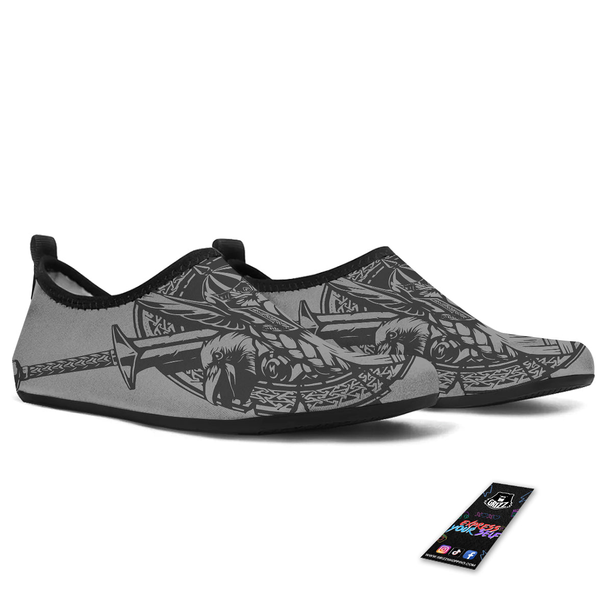 God Odin Grey Color Print Water Shoes-grizzshop