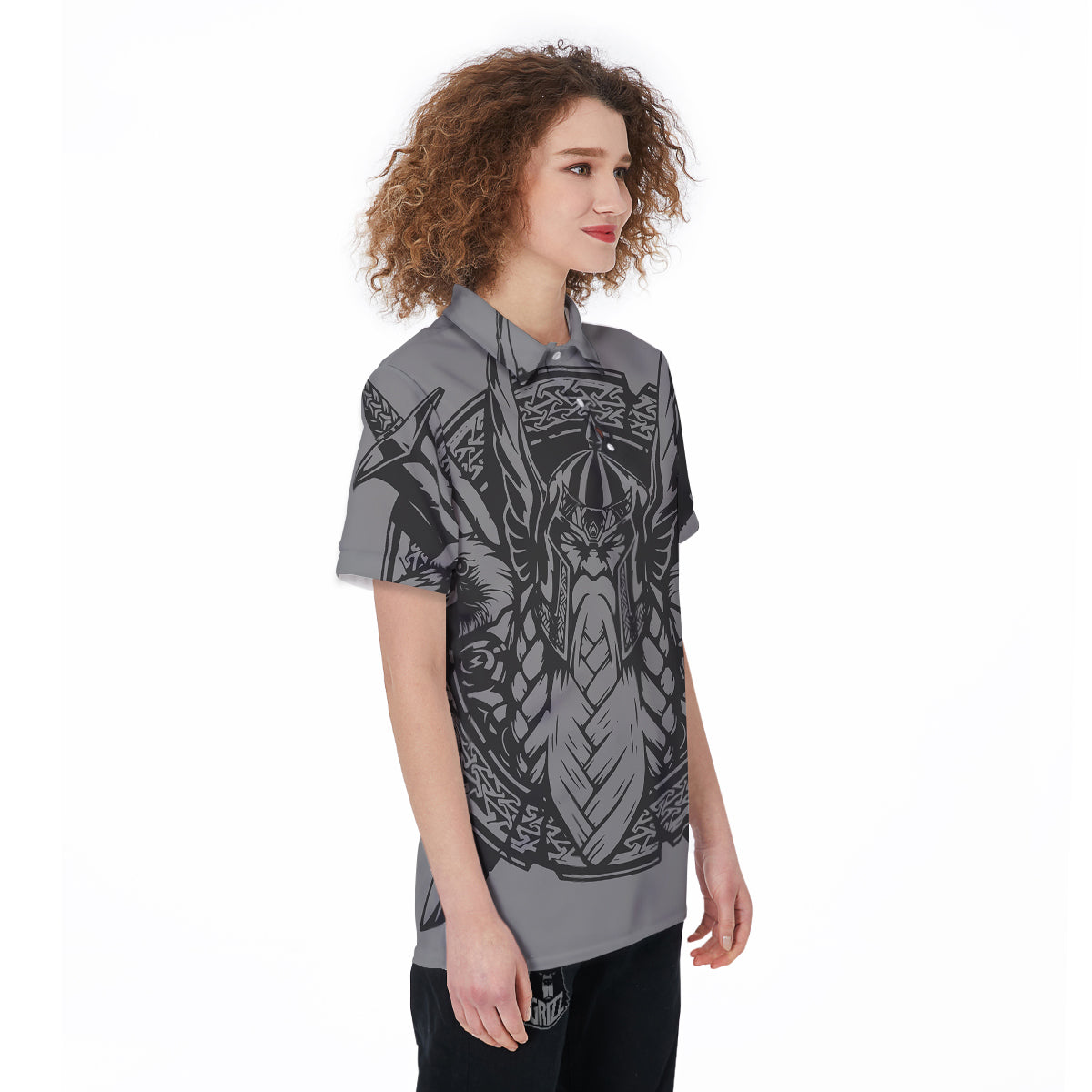 God Odin Grey Color Print Women's Golf Shirts-grizzshop