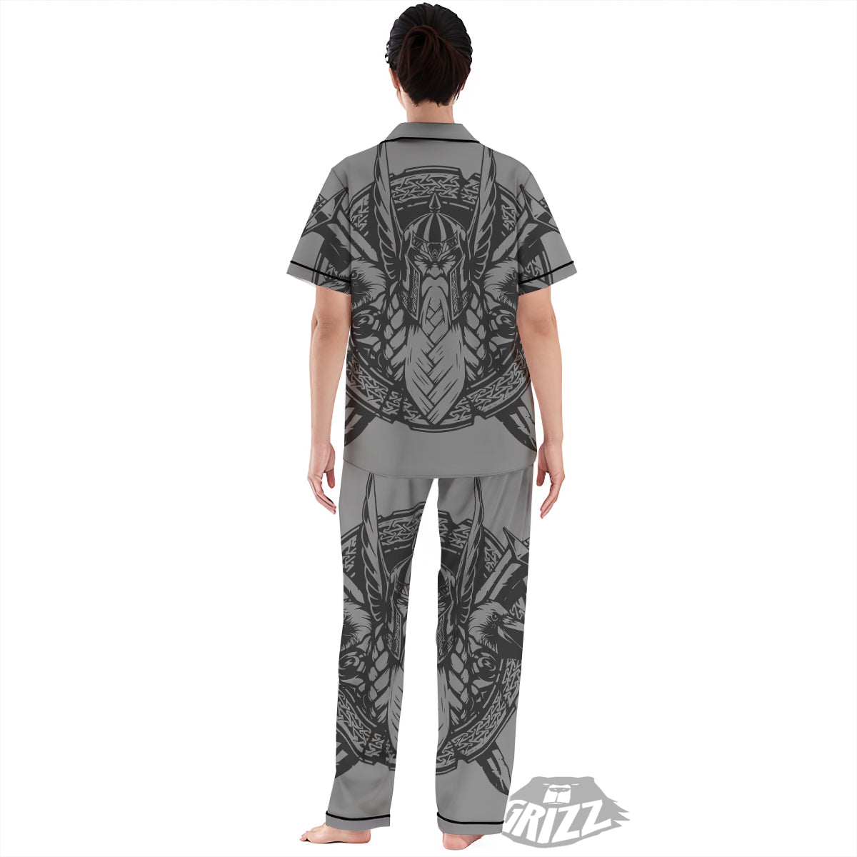 God Odin Grey Color Print Women's Pajamas Set-grizzshop