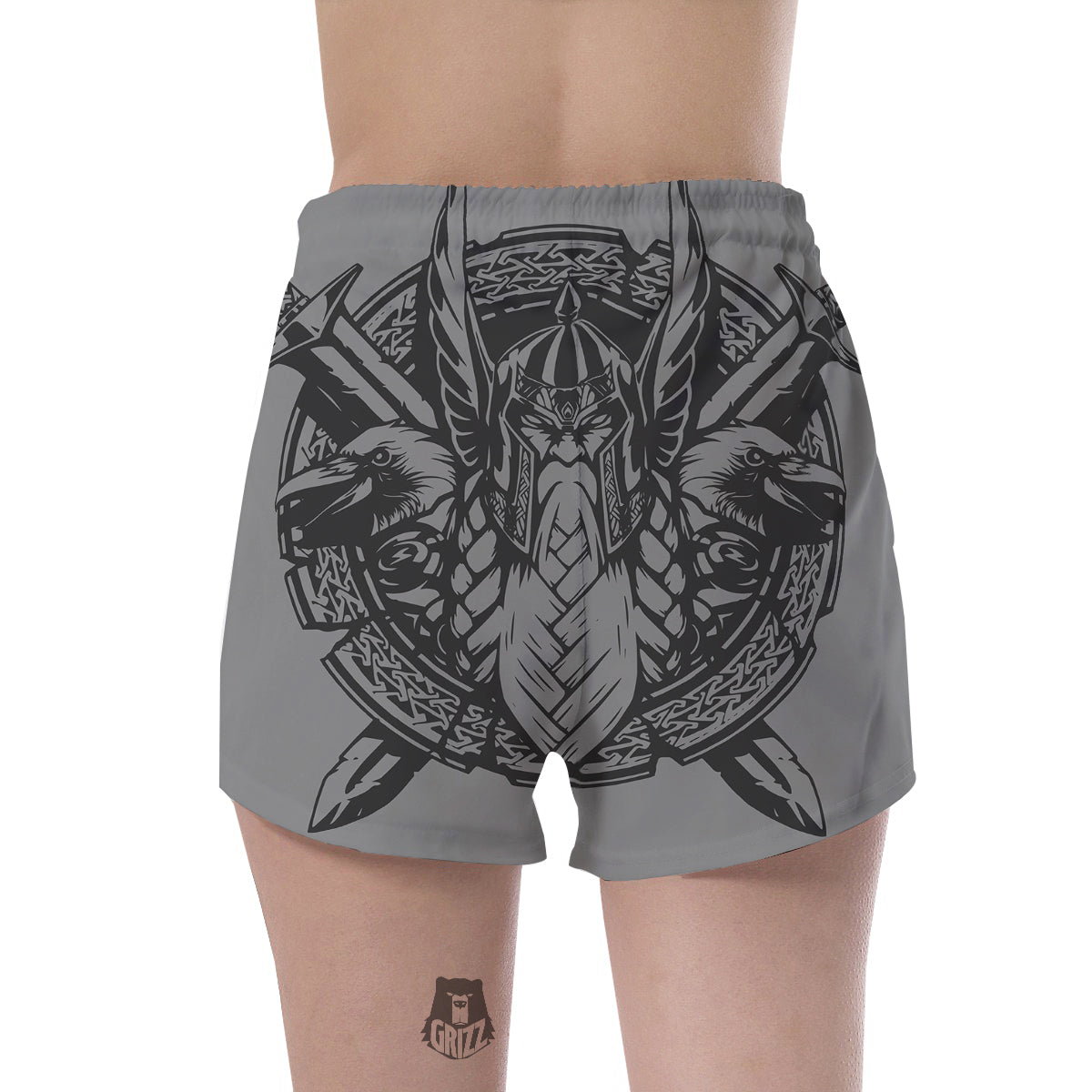 God Odin Grey Color Print Women's Shorts-grizzshop
