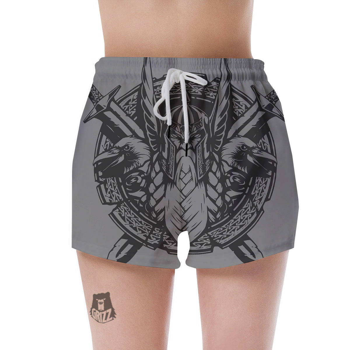 God Odin Grey Color Print Women's Shorts-grizzshop