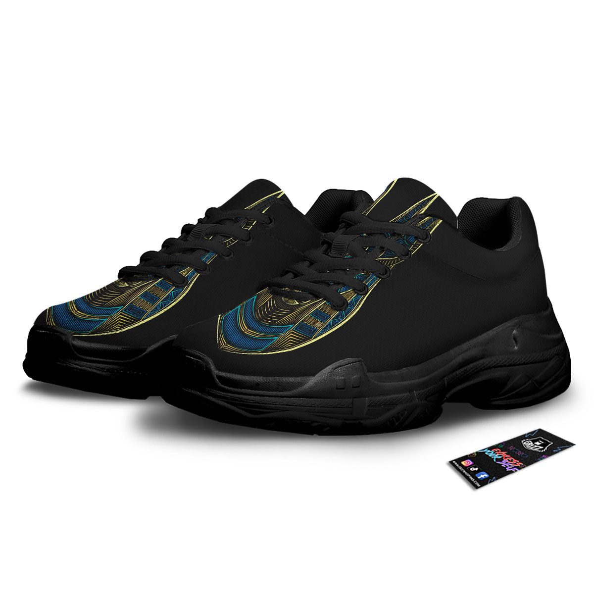 Gods Ancient Egyptian Print Black Chunky Shoes-grizzshop