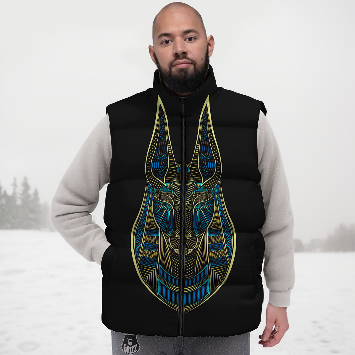 Gods Ancient Egyptian Print Down Vest