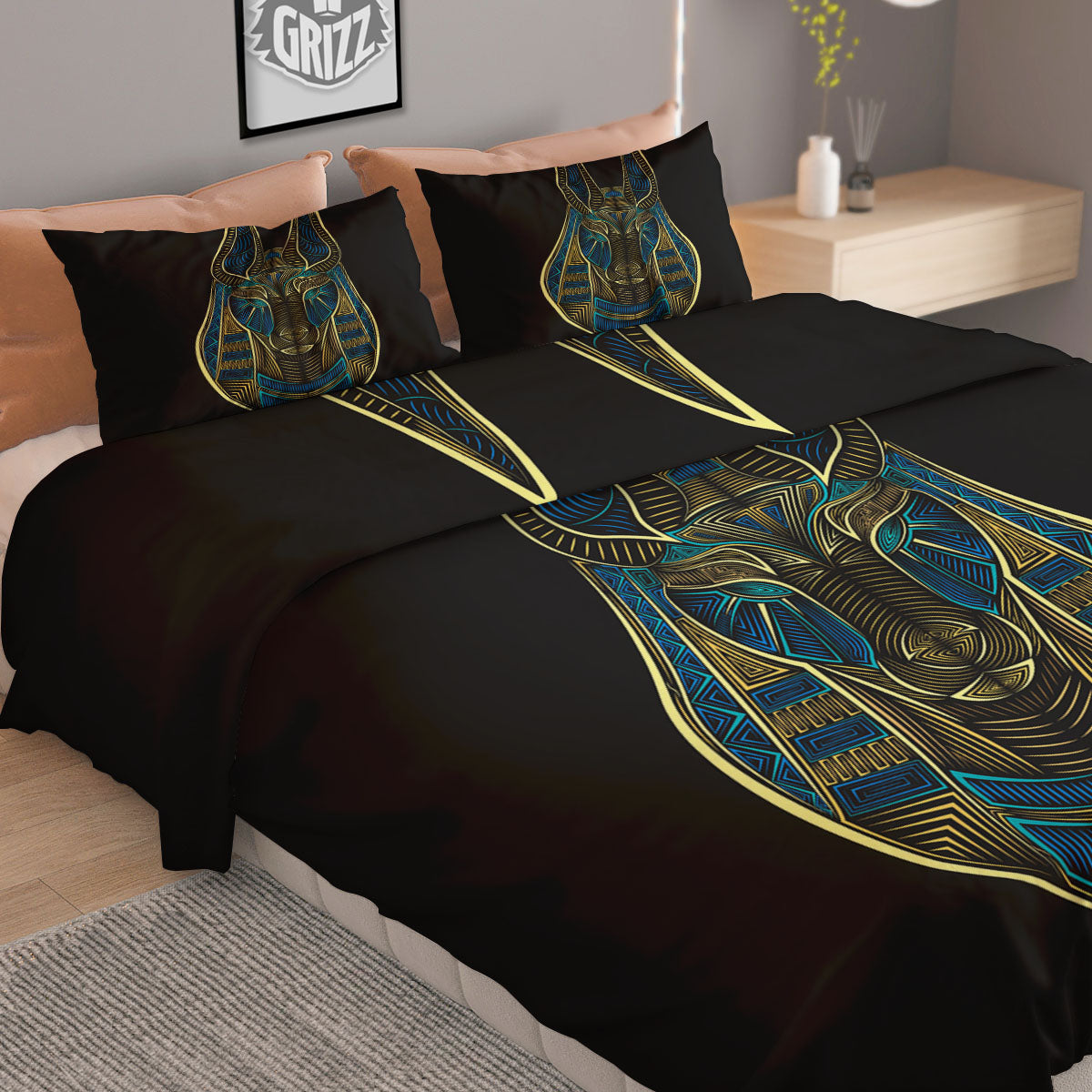 Gods Ancient Egyptian Print Duvet Cover Bedding Set