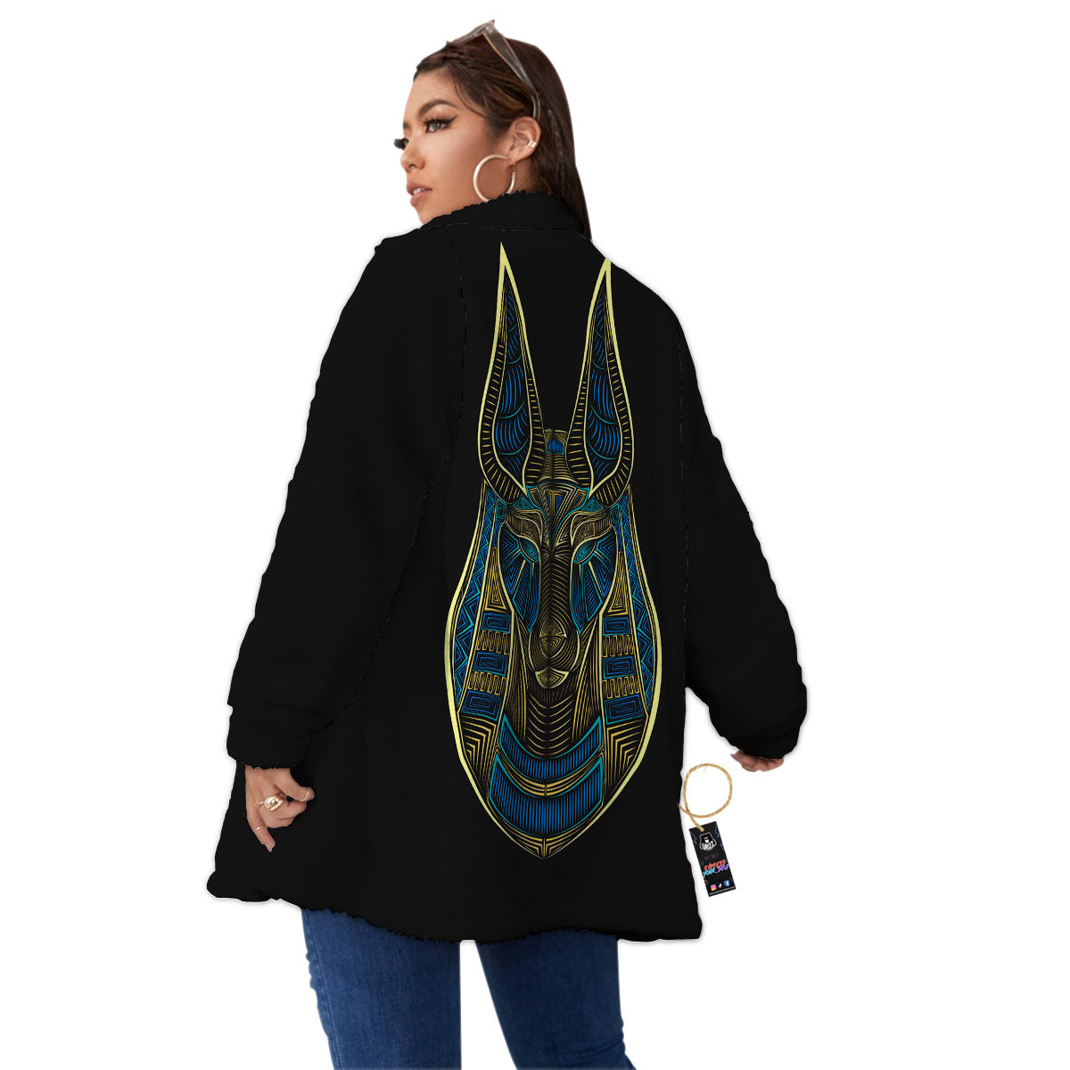 Gods Ancient Egyptian Print Women's Sherpa Jacket-grizzshop