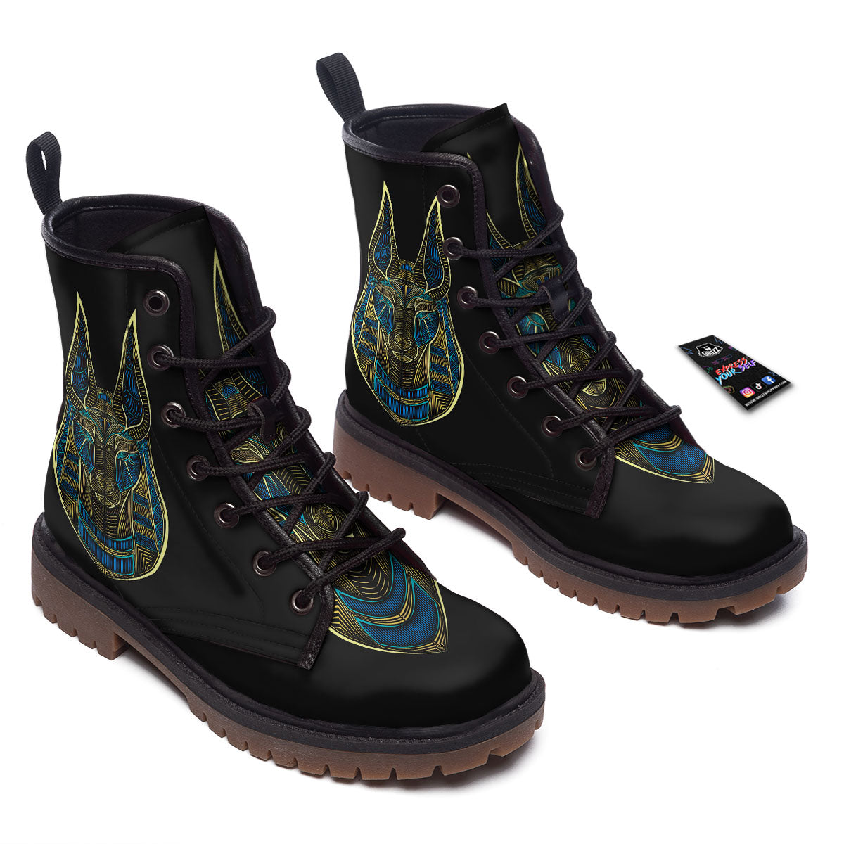 Gods Ancient Egyptian Print Work Boots-grizzshop