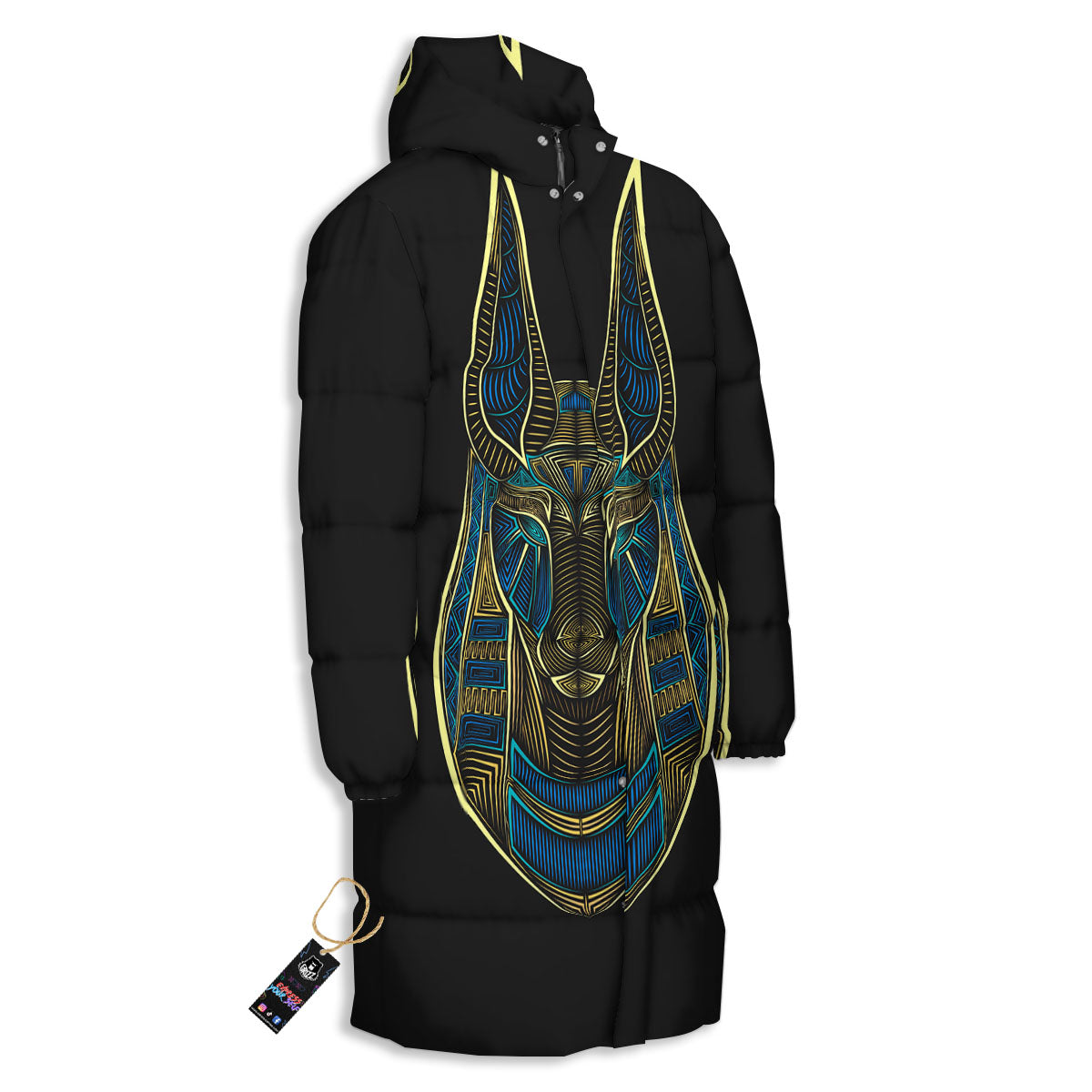Gods Ancient Egyptian Print Long Down Jacket