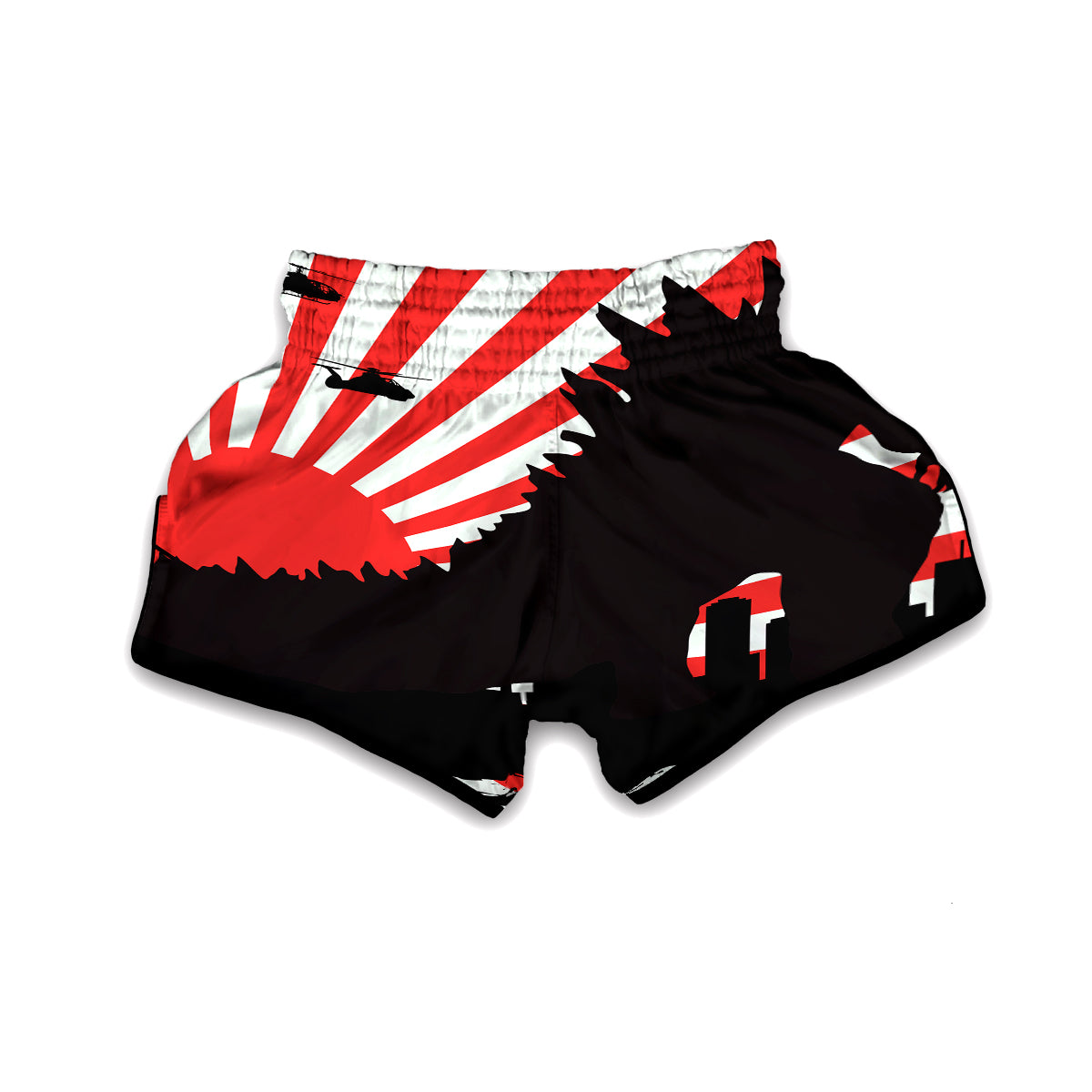 Godzilla Japanese Kamikaze Print Muay Thai Boxing Shorts-grizzshop