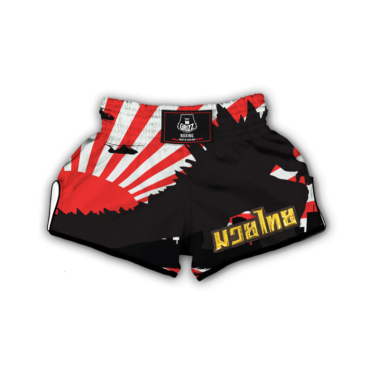 Godzilla Japanese Kamikaze Print Muay Thai Boxing Shorts-grizzshop