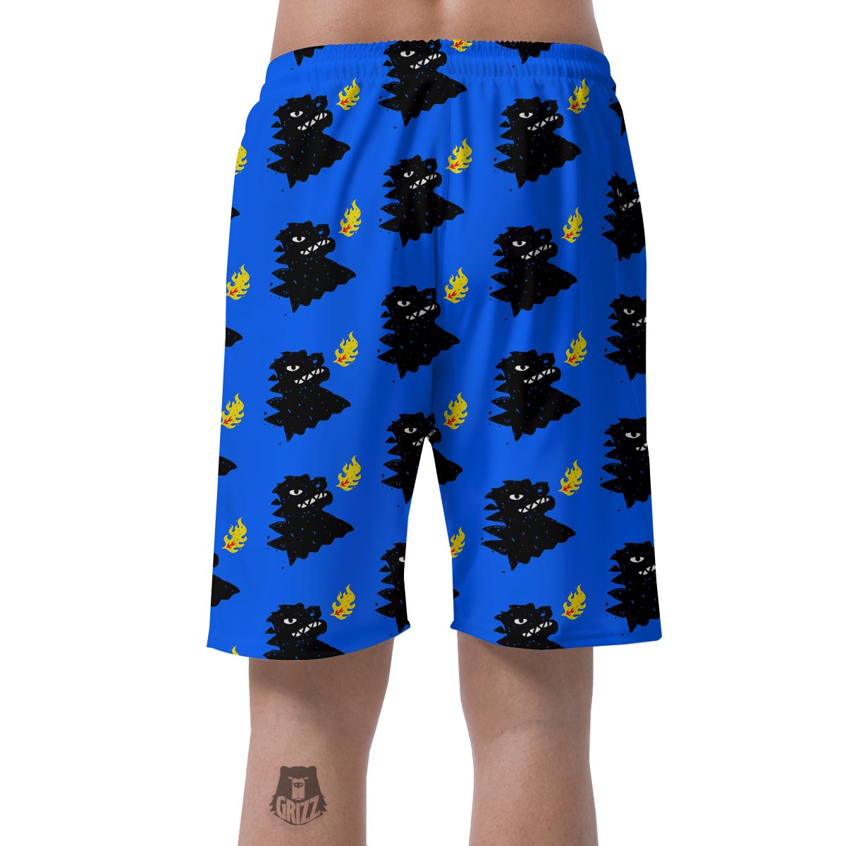 Godzilla Japanese Pattern Print Men's Shorts-grizzshop