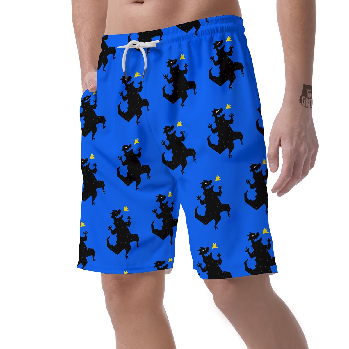 Godzilla Print Men's Shorts-grizzshop