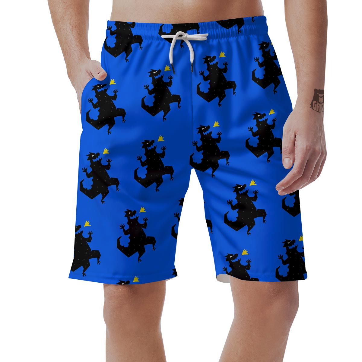 Godzilla Print Men's Shorts-grizzshop