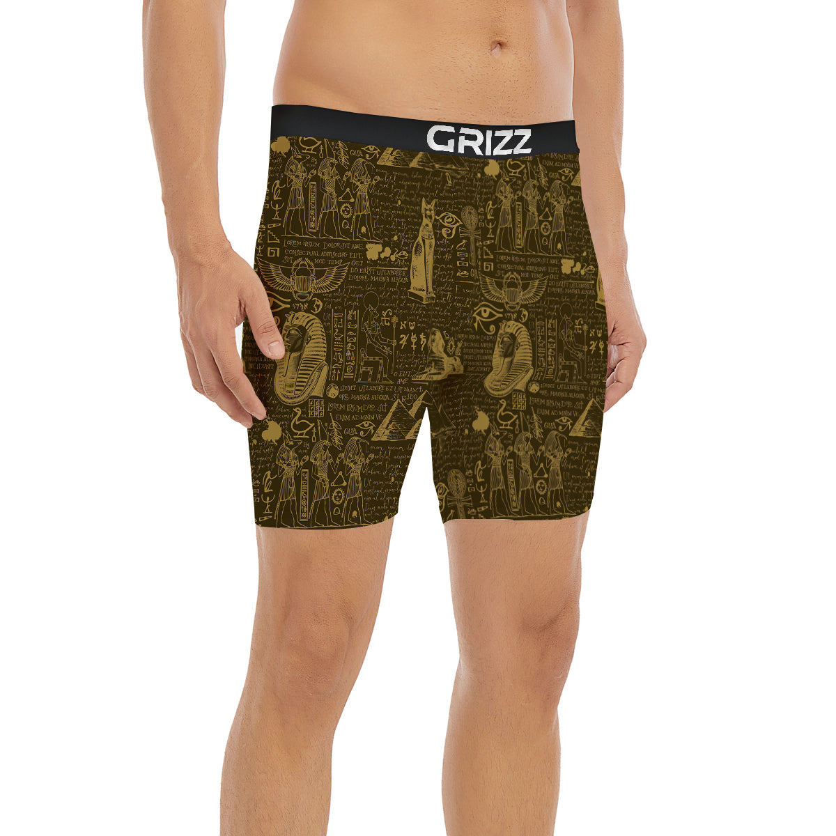 Gold Ancient Egypt Print Pattern Boxer Briefs-grizzshop