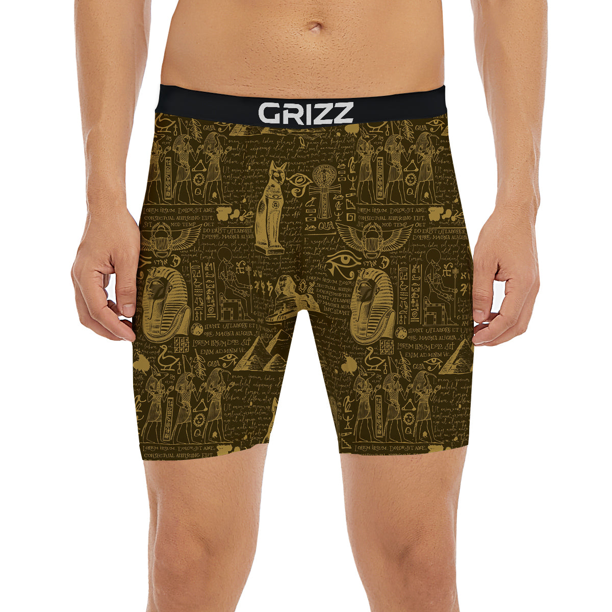Gold Ancient Egypt Print Pattern Boxer Briefs-grizzshop