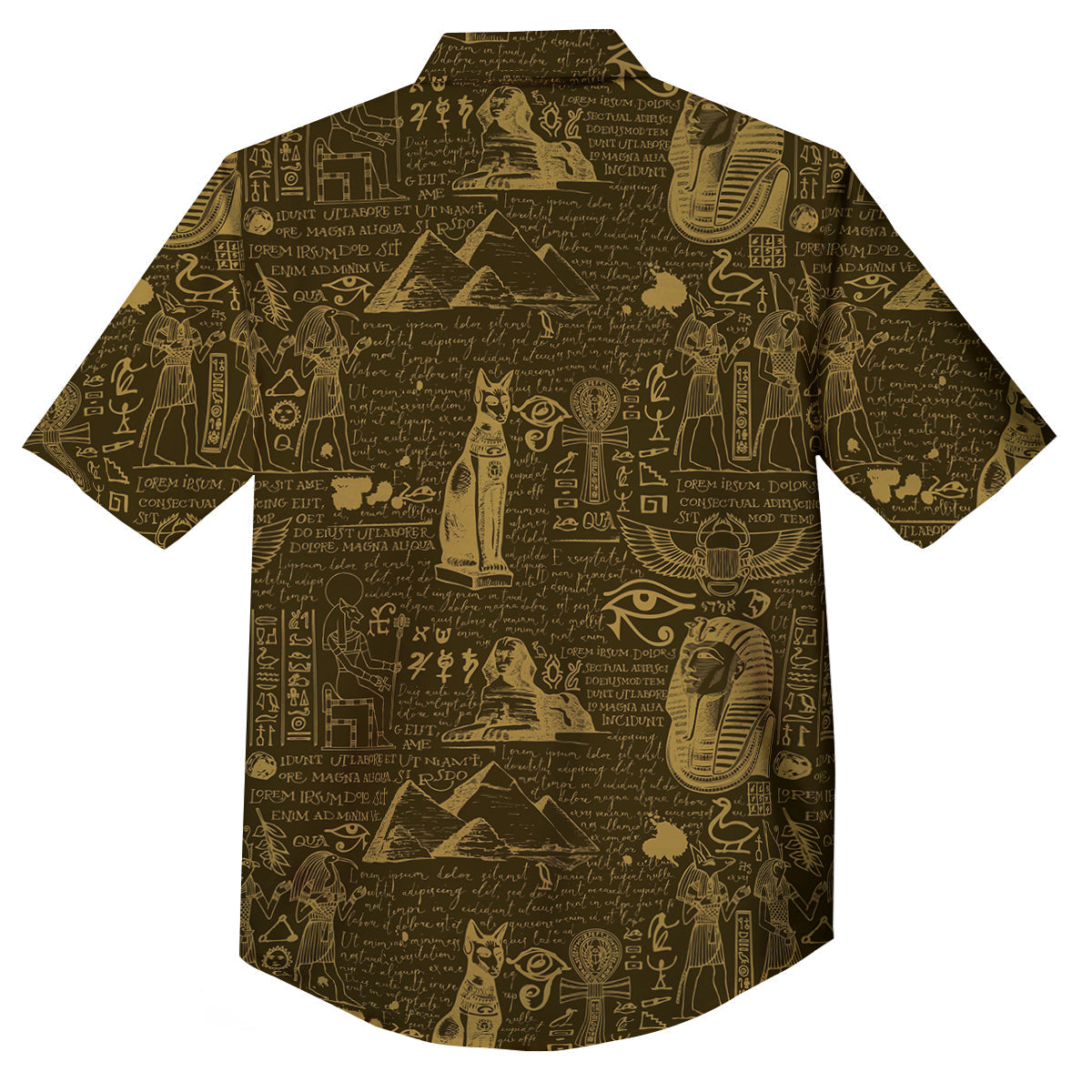 Gold Ancient Egypt Print Pattern Button Up Shirt-grizzshop