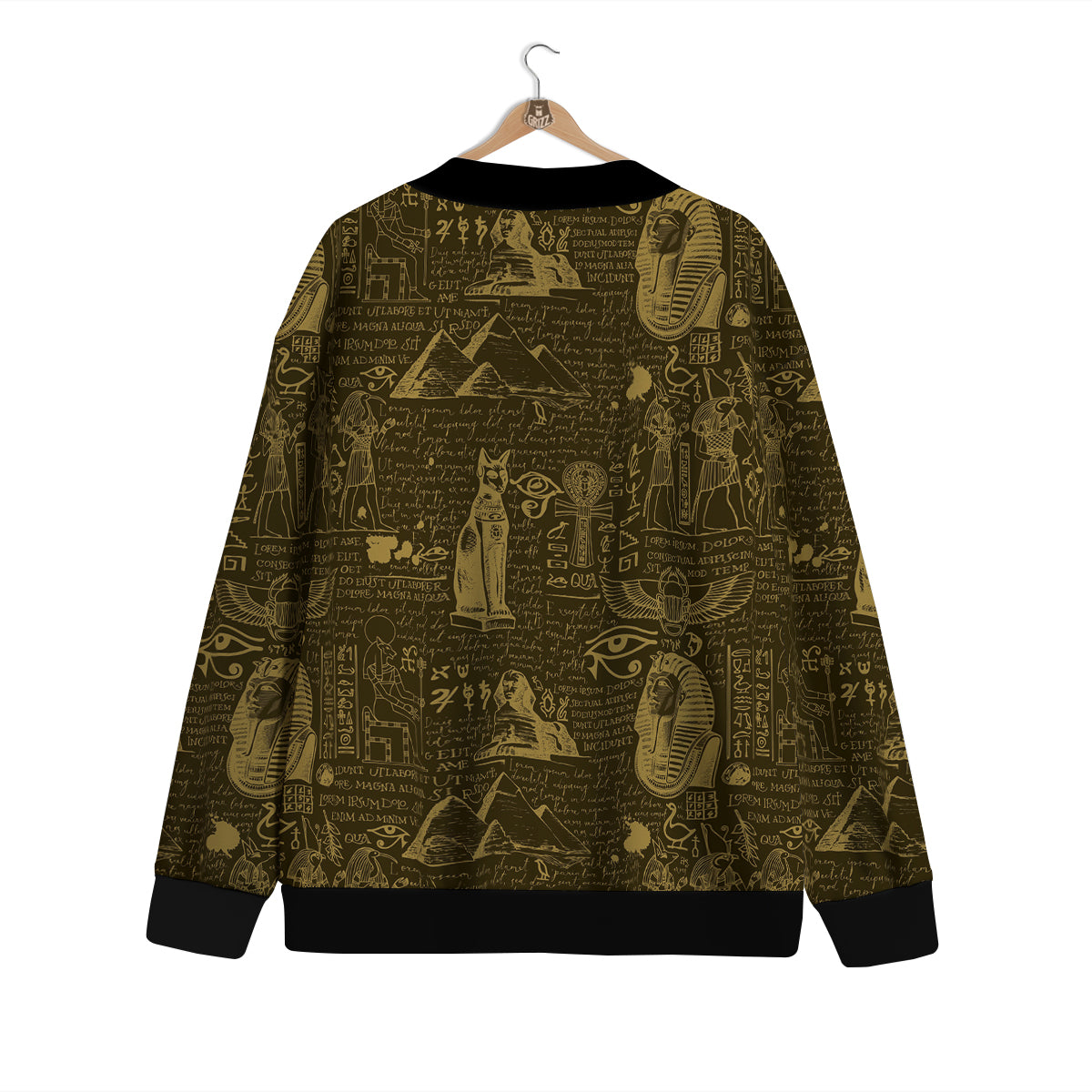 Gold Ancient Egypt Print Pattern Cardigan-grizzshop