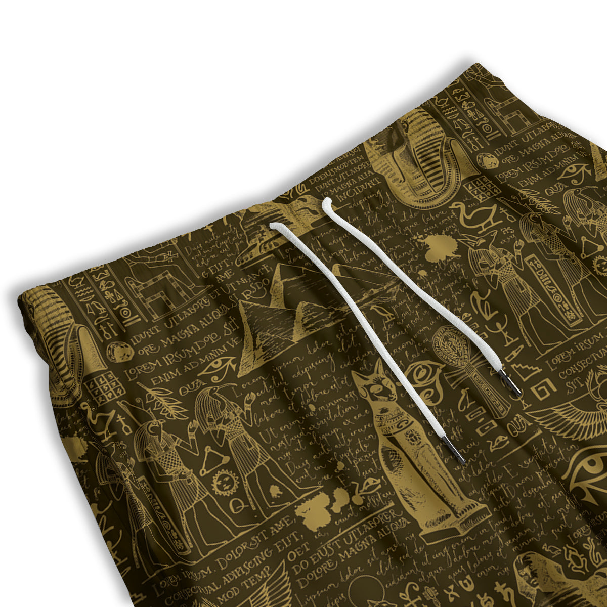 Gold Ancient Egypt Print Pattern Men's Athletic Shorts