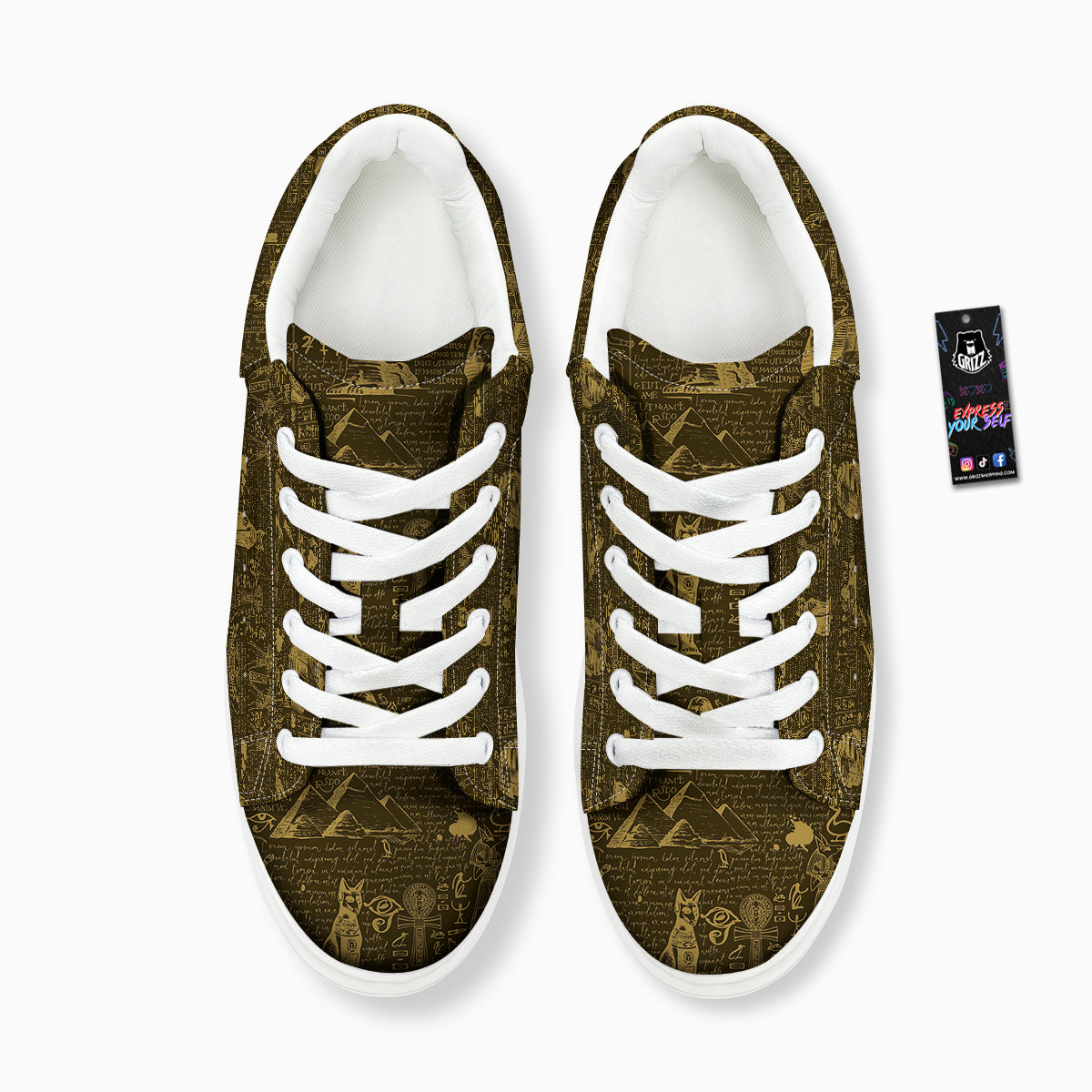 Gold Ancient Egypt Print Pattern Platform Shoes-grizzshop