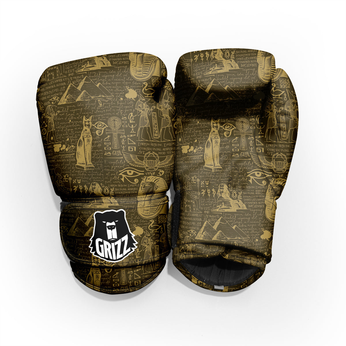 Gold Ancient Egypt Print Pattern Pro Boxing Glove