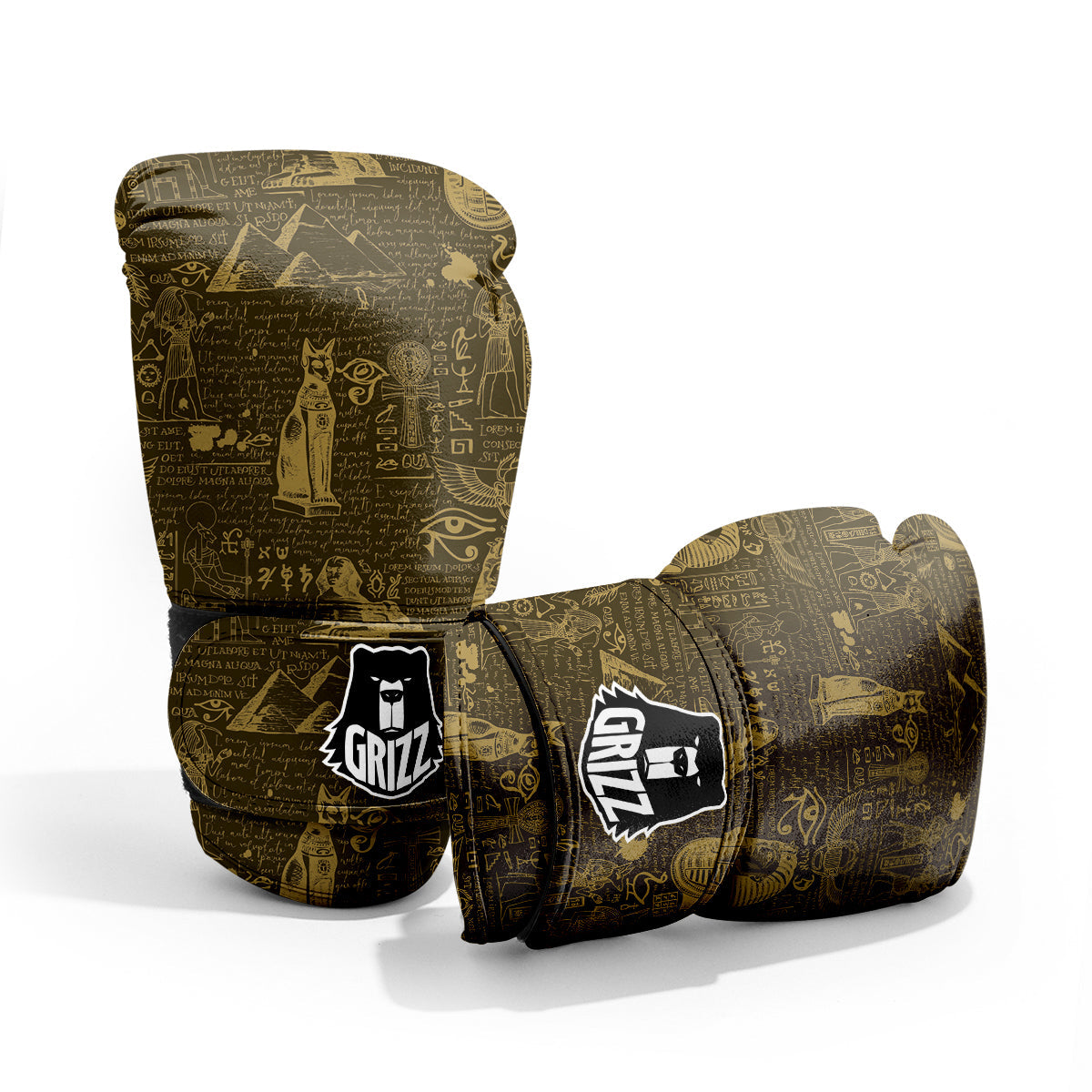 Gold Ancient Egypt Print Pattern Pro Boxing Glove