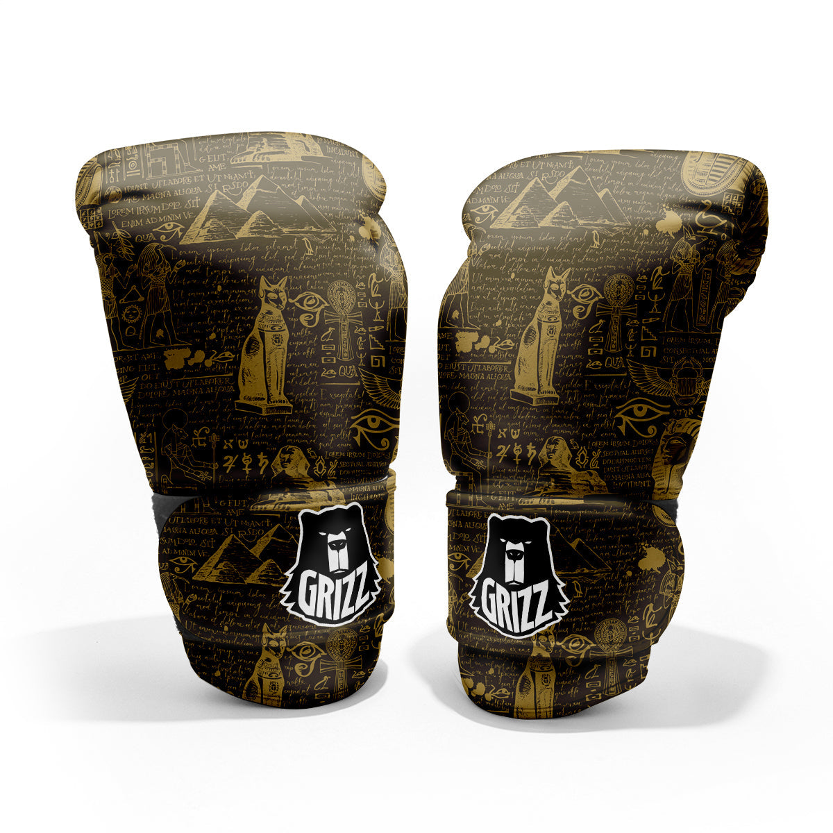 Gold Ancient Egypt Print Pattern Pro Boxing Glove