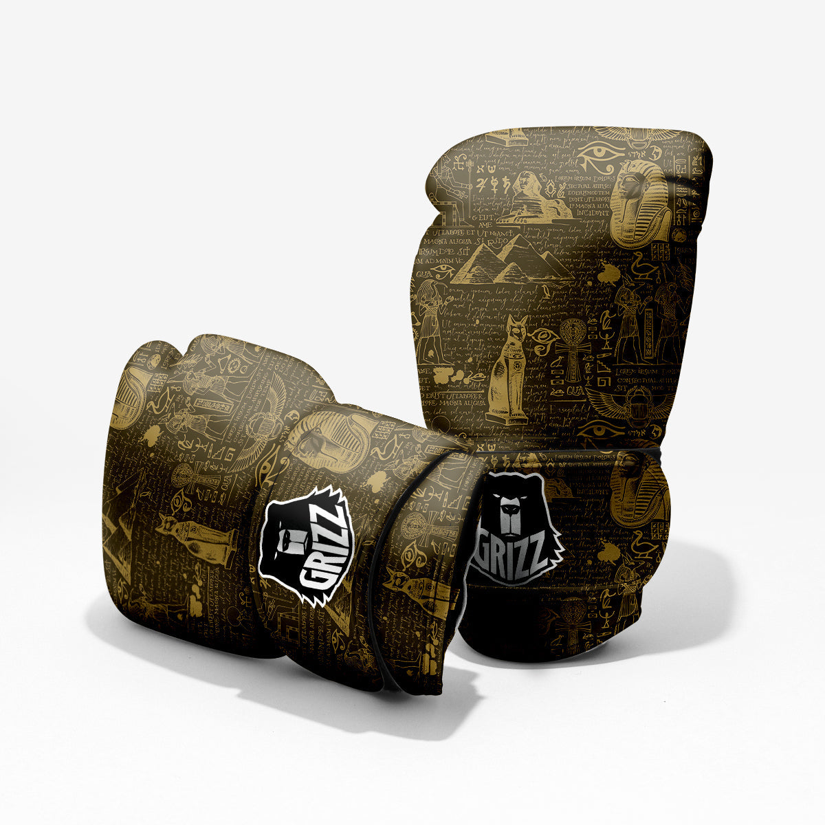 Gold Ancient Egypt Print Pattern Pro Boxing Glove