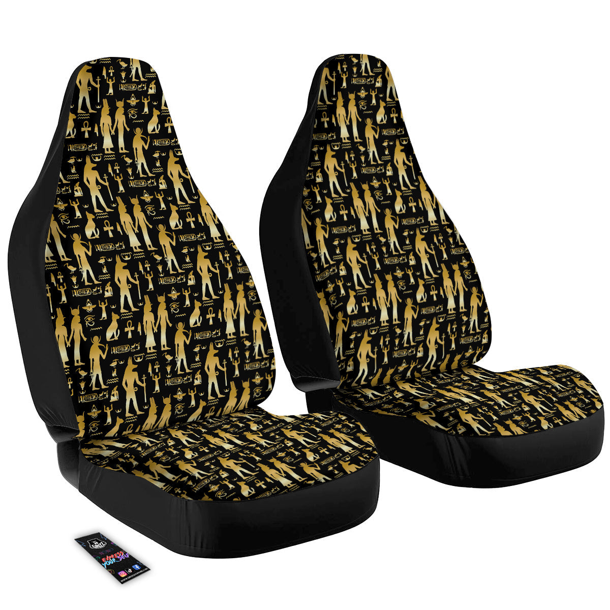 Gold And Black Egypt Ancient Mythology Print Pattern Car Seat Covers-grizzshop